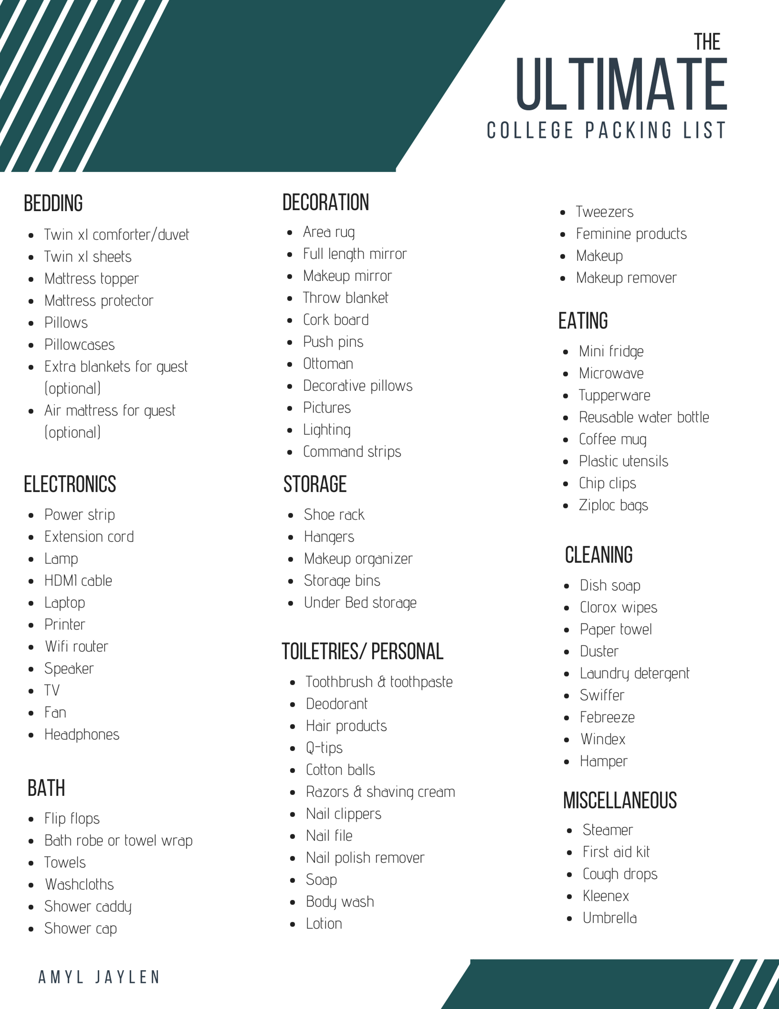 college checklist for freshman